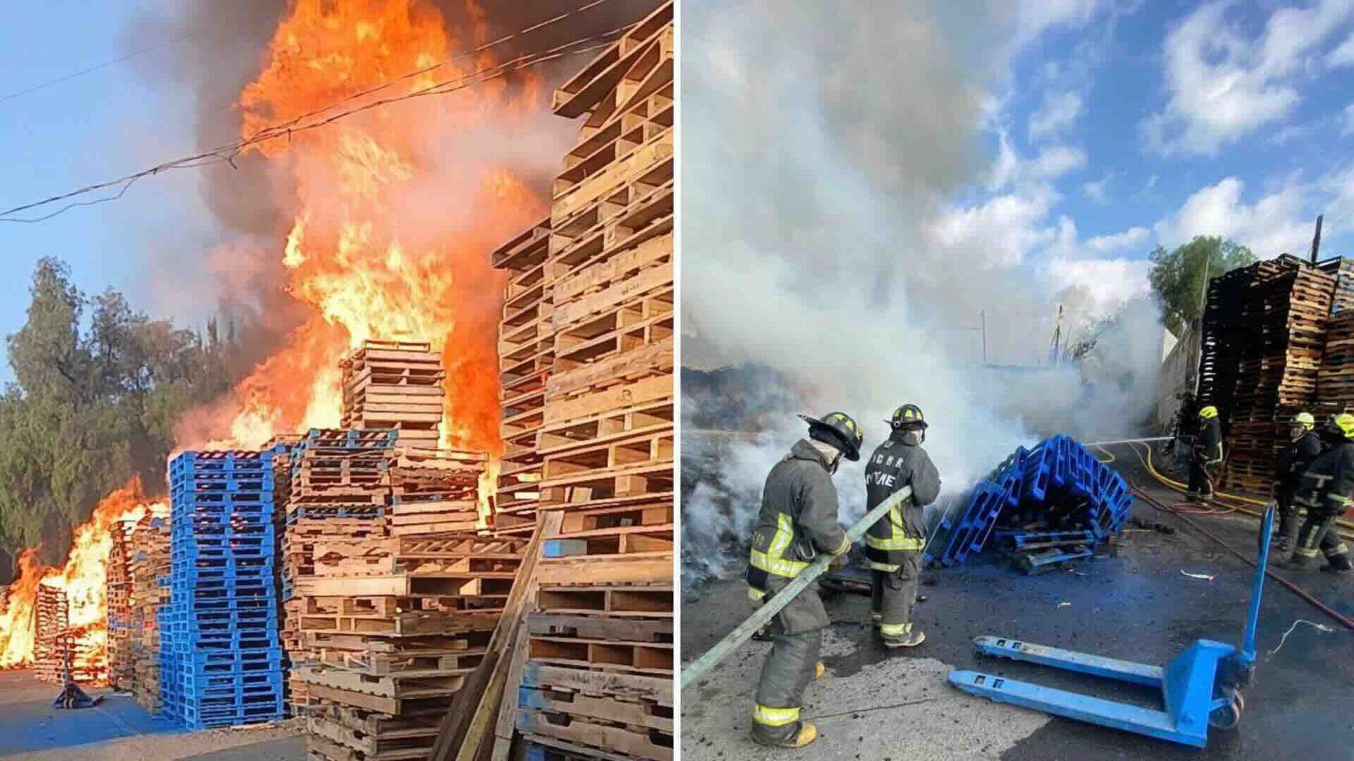 Incendio Consumió Decenas de Tarimas en Carretera Cuautitlán-Teoloyucan, Edomex