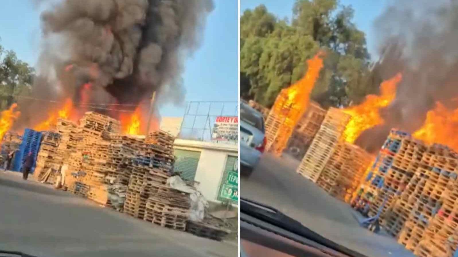 Incendio Consume Tarimas en Predio de Cuautitlán Izcalli, Edomex