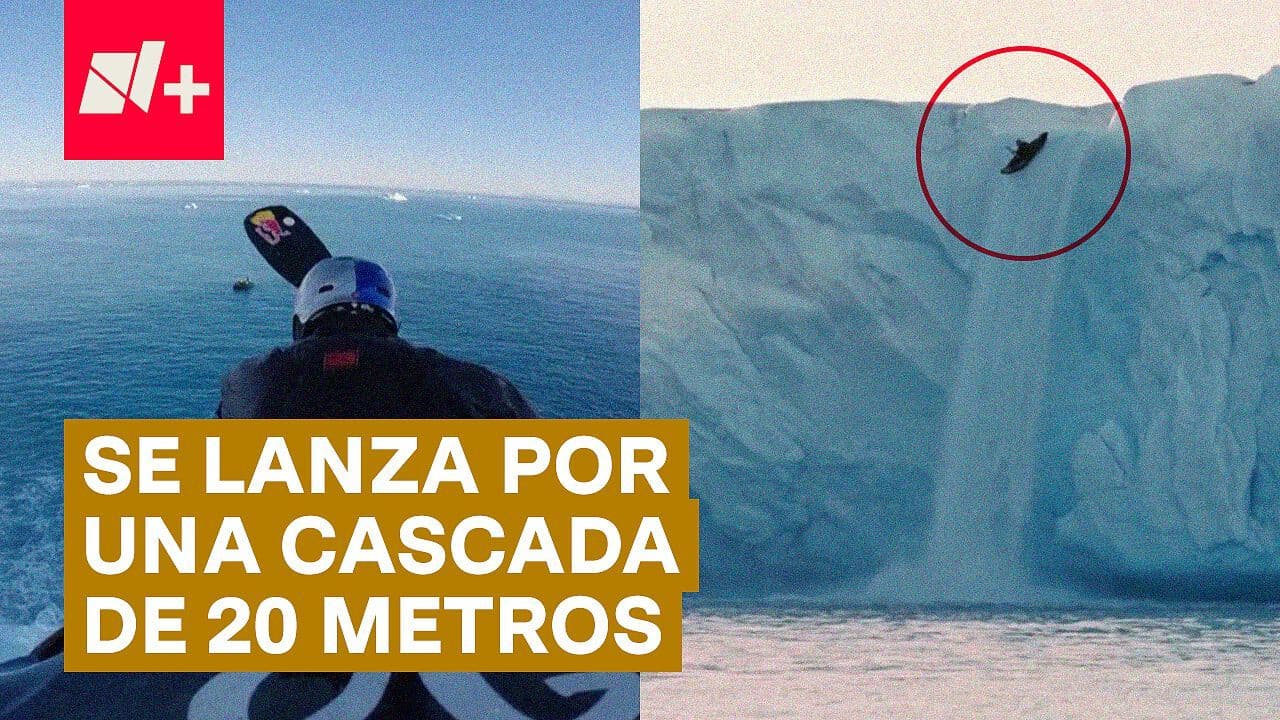Se Lanza en un Kayak por una Cascada en el Ártico