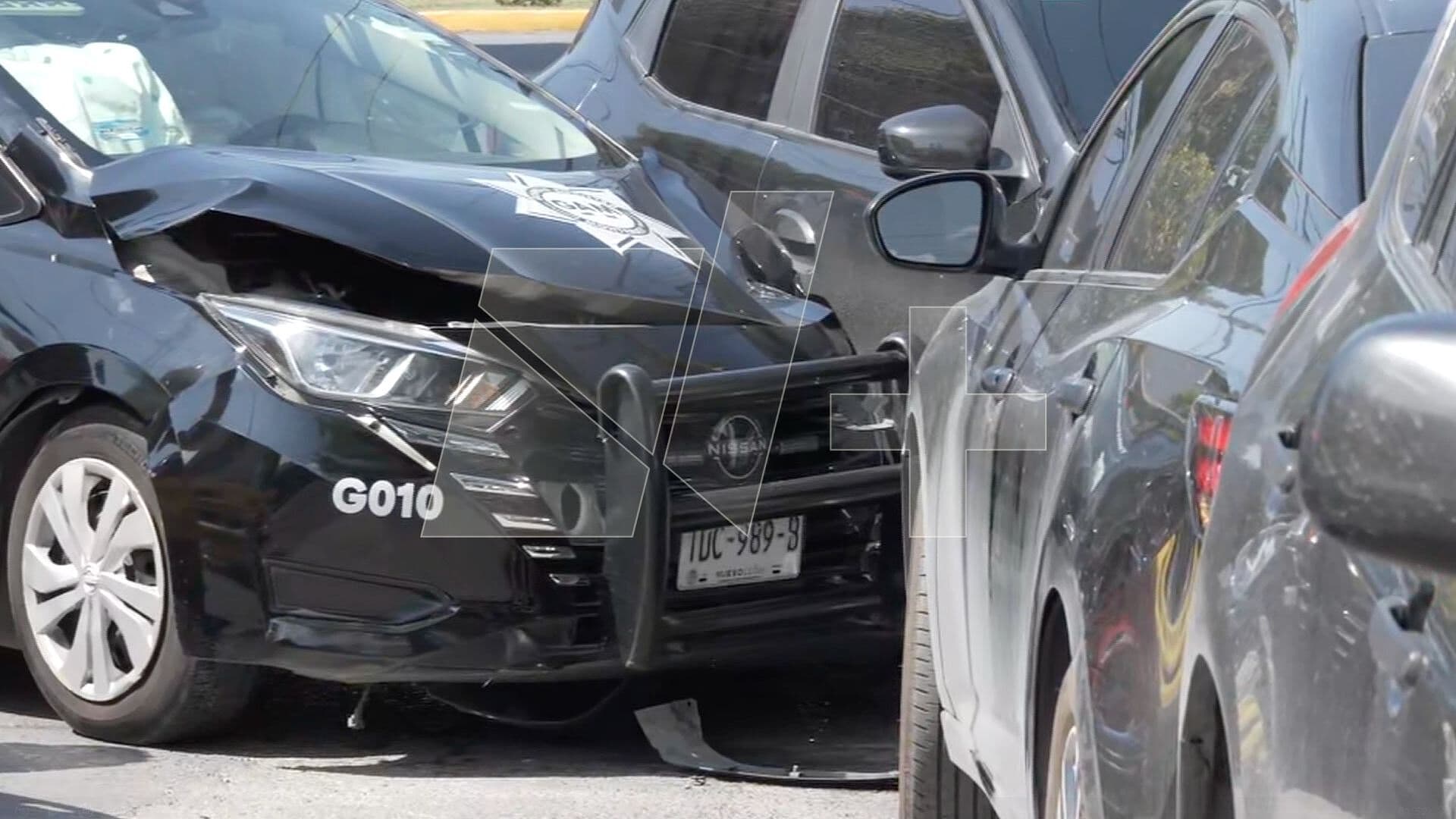 Policía Queda Herido tras Chocar Patrulla en Colonia Lomas en Monterrey Nuevo León
