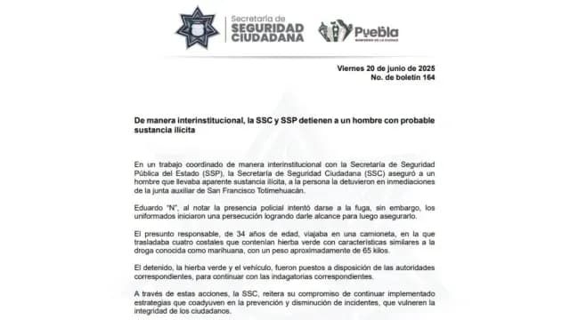 Comunicado SSC Puebla