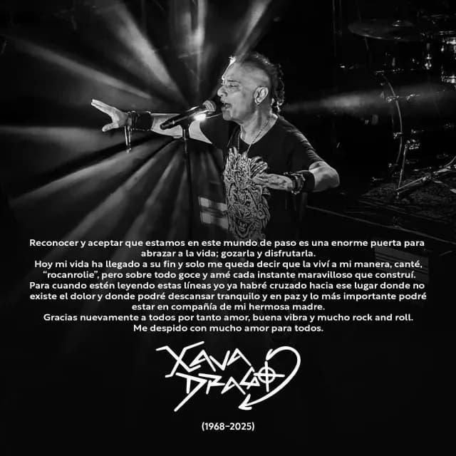 Anuncian muerte de Xava Drago