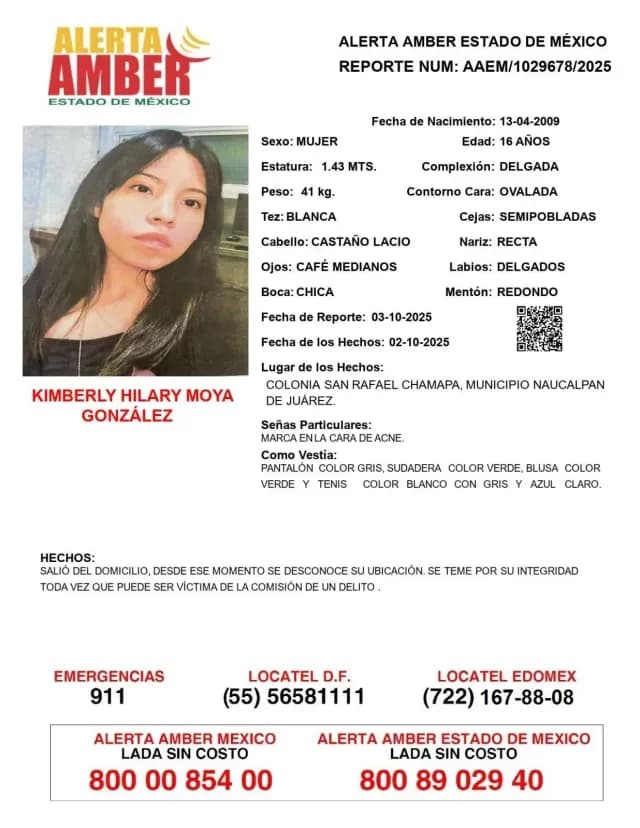 Ficha de búsqueda de Kimberly Moya.