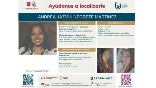 Buscan a Andrea Jazmin. Foto: Fiscalía de CDMX