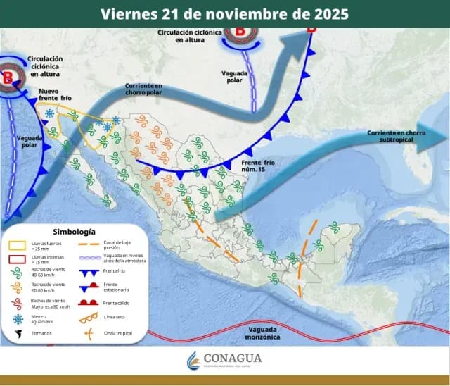 Mapa del nuevo frete frío 16. Foto: SMN