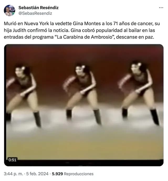 Sebastián Reséndiz sobre Gina Montes
