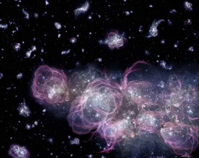Ilustración artística del universo temprano