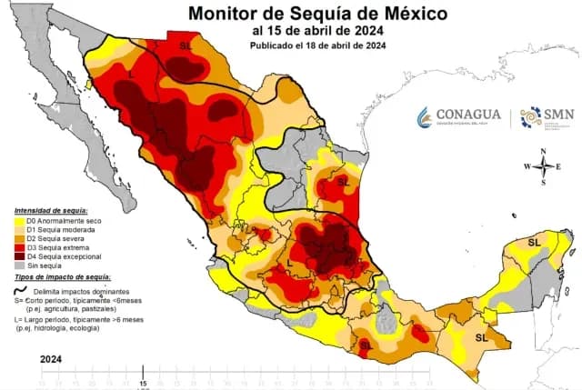 Mapa de sequía en México 2024