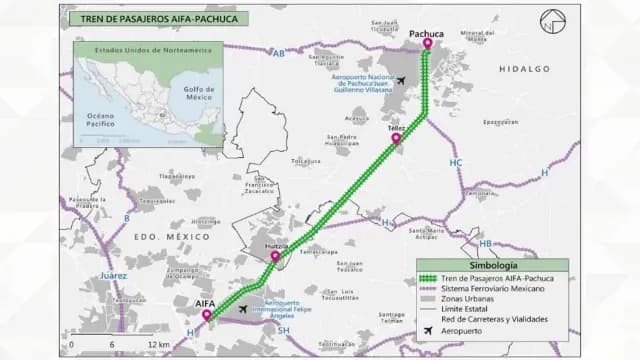 Ruta prevista para tren AIFA-Pachuca