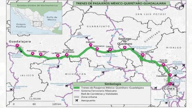 Ruta prevista para tren México-Guadalajara
