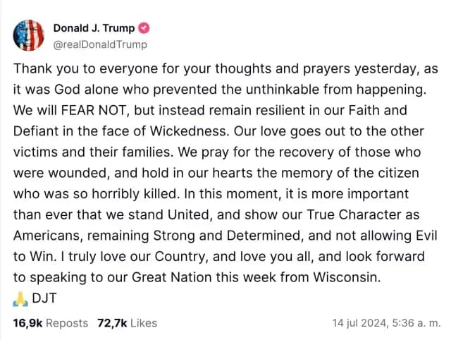 Mensaje de Trump