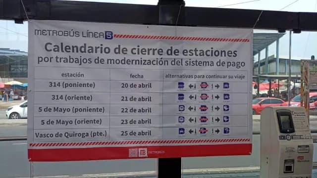 Cierre de estaciones de Línea 5 del Mterobús