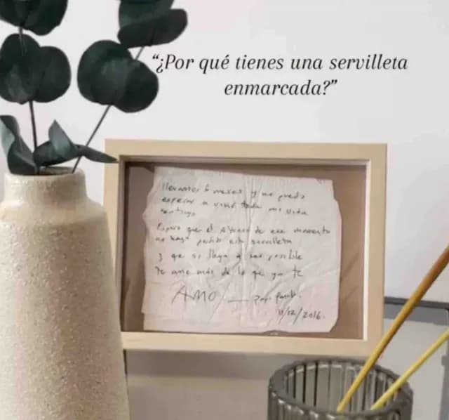 Carta enmarcada que el novio leyó en la boda