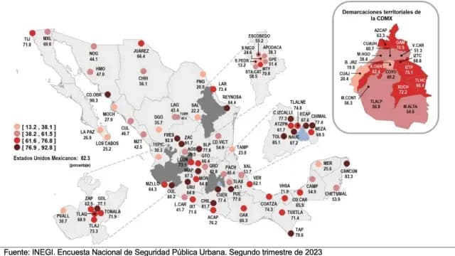Mapa Inegi percepción inseguridad