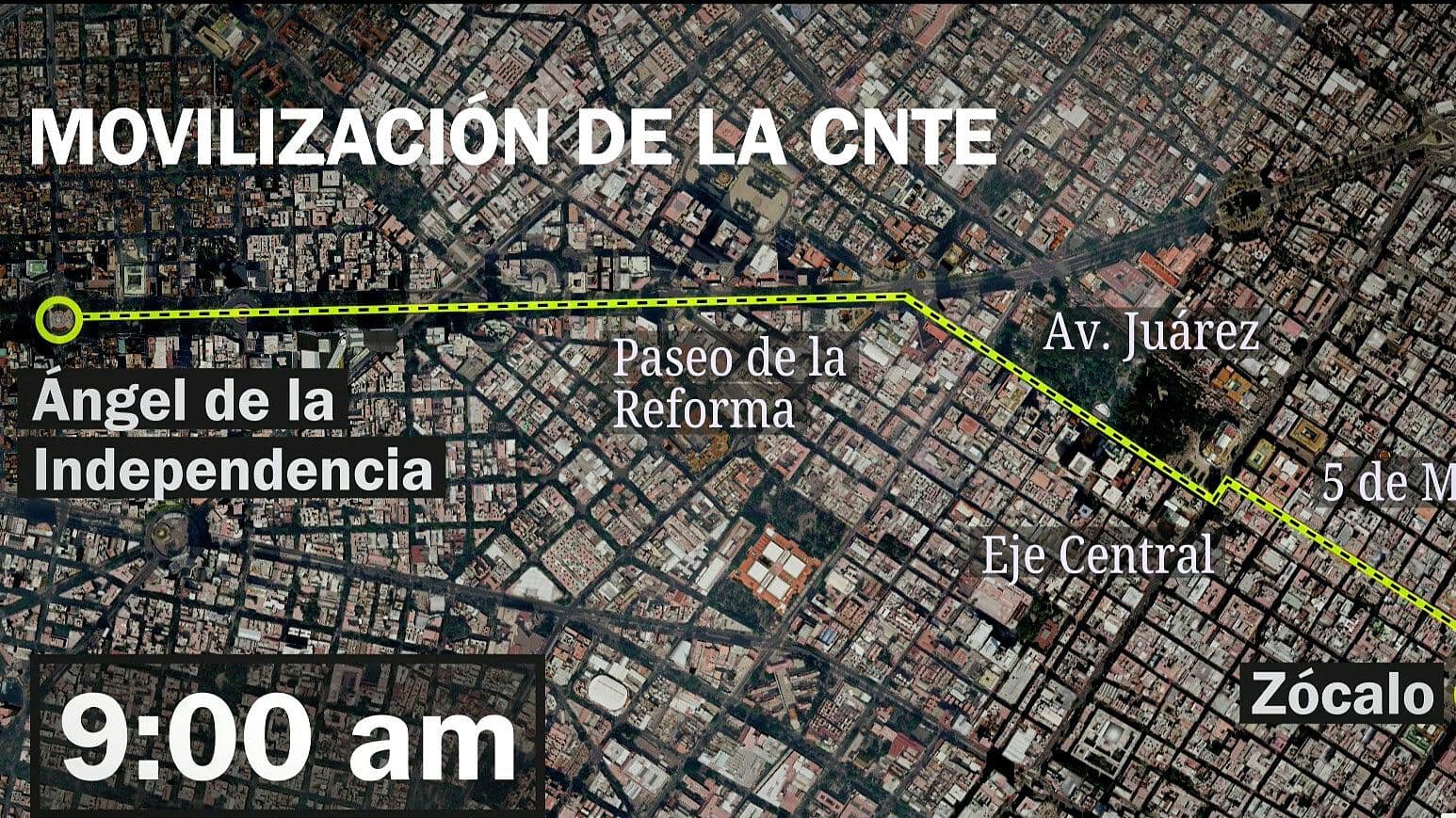 MAPA: Ruta de la Marcha de la CNTE en la Ciudad de México Hoy 25 de Mayo