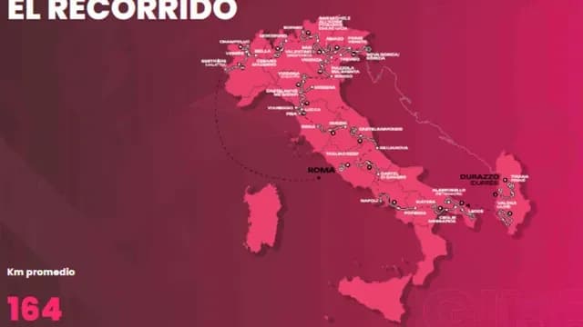 Mapa del recorrido del Giro de Italia 2025