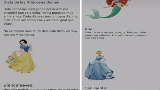 Dieta de las princesas de Disney