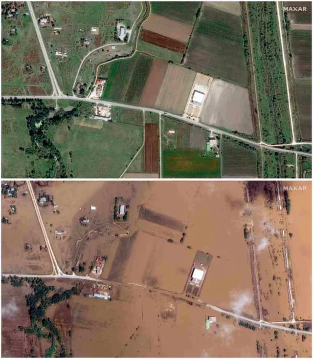 Grecia, antes y después de la tormenta Daniel