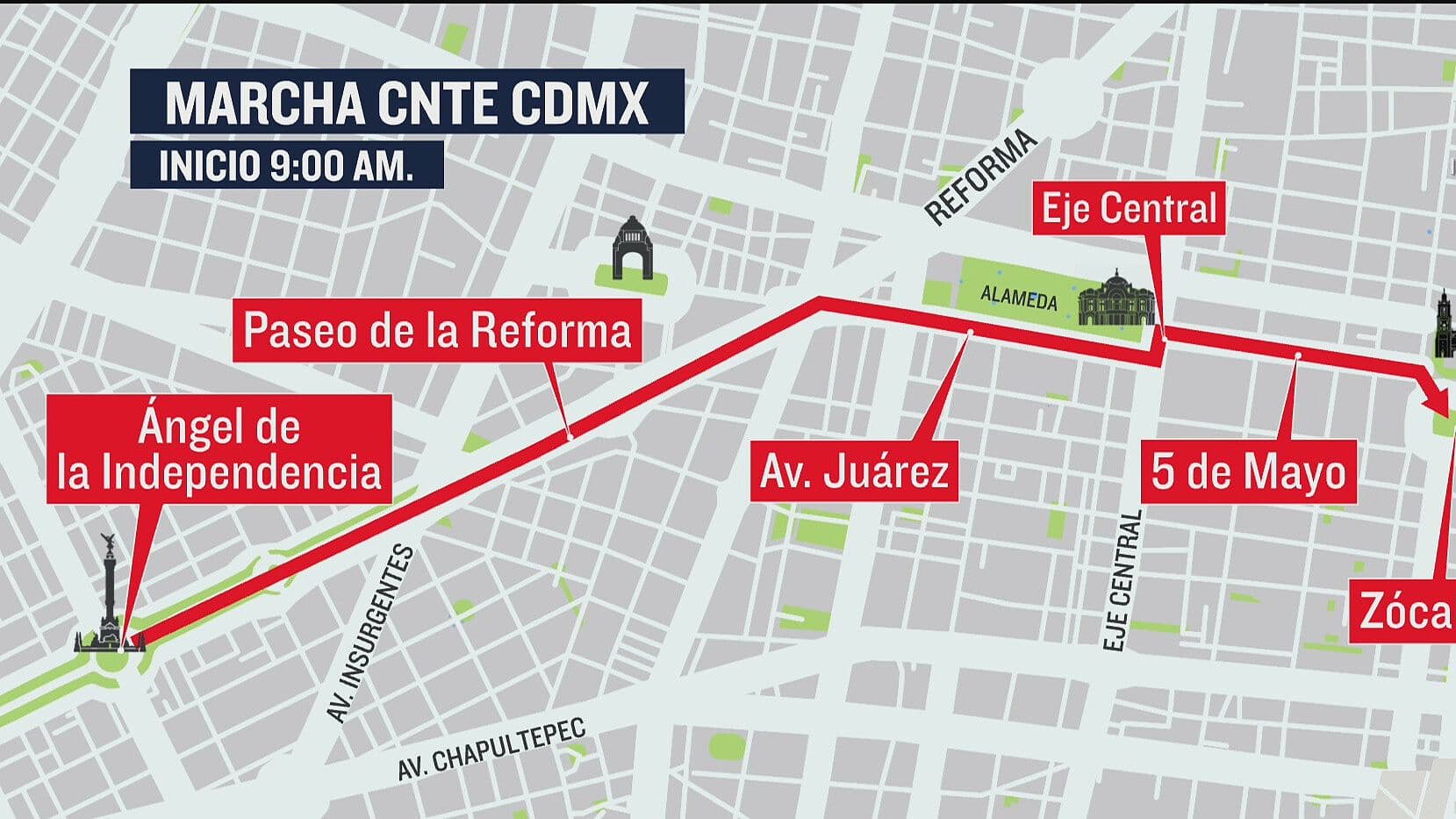 Mapa: Ruta de la Marcha de la CNTE Hoy en CDMX, ¿A Qué Hora Inicia la Movilización?