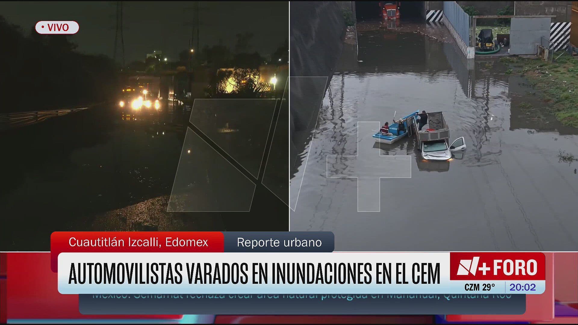 Automovilistas Continúan Varados en el CEM por Inundación en la Salida a la México-Querétaro