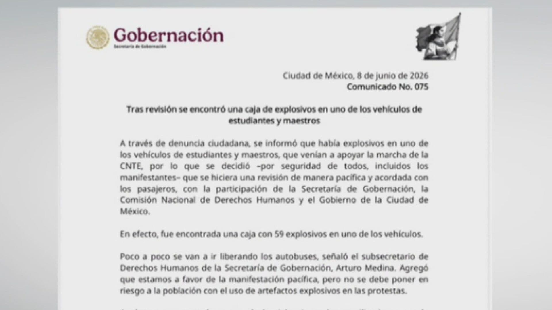 Hallan Explosivos en Vehículo de Estudiantes y Maestros que Apoyarían Marcha de la CNTE