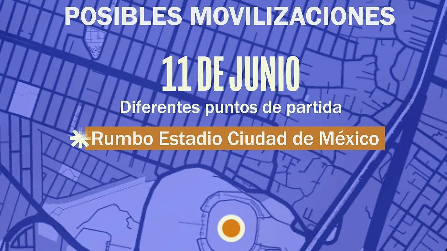 Mapa: Ruta de las Marchas Hoy al Estadio Sede CDMX, en Inauguración de Mundial 2026