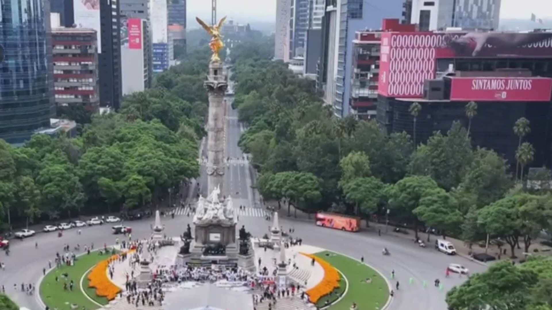 Así se Ve Desde el Aire el Histórico Festejo de México en el Ángel de la Independencia