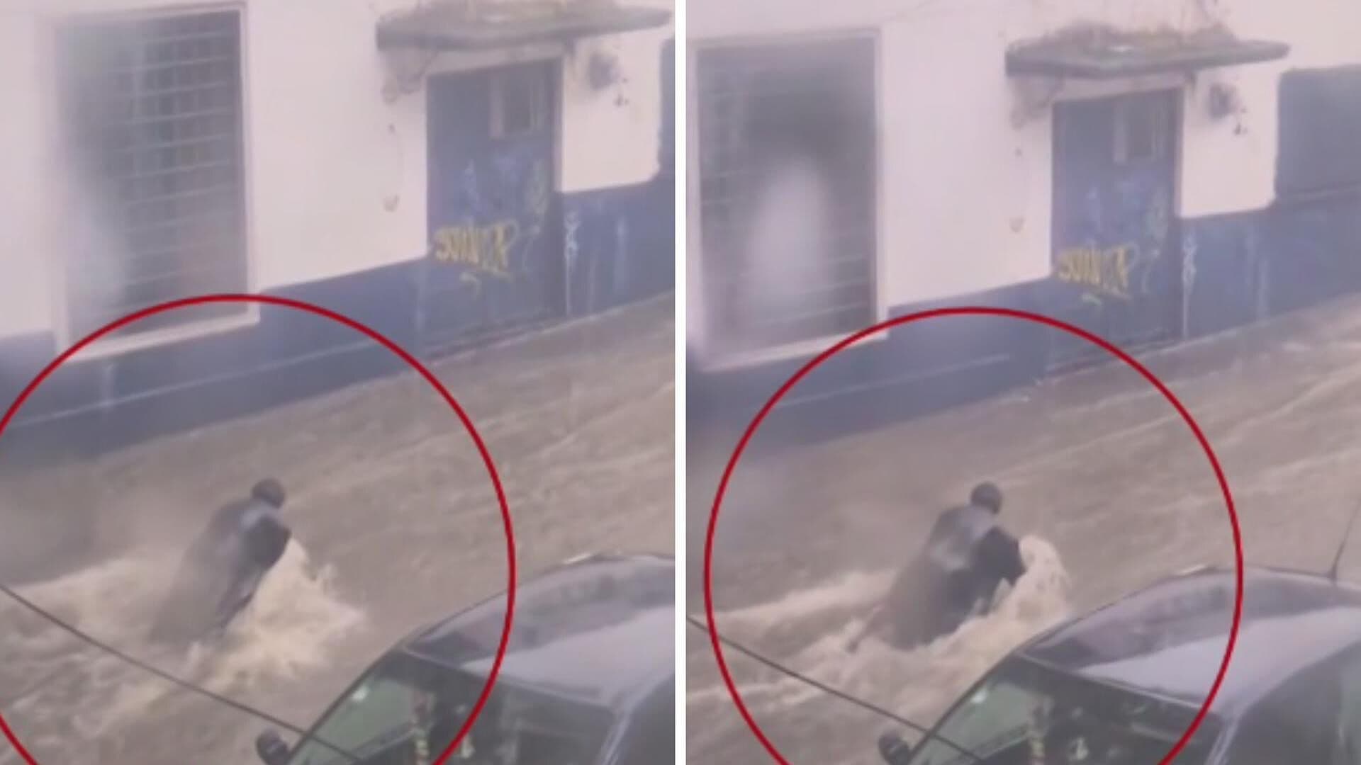 VIDEO: Hombre es Arrastrado por la Corriente en Calles de Cuajimalpa