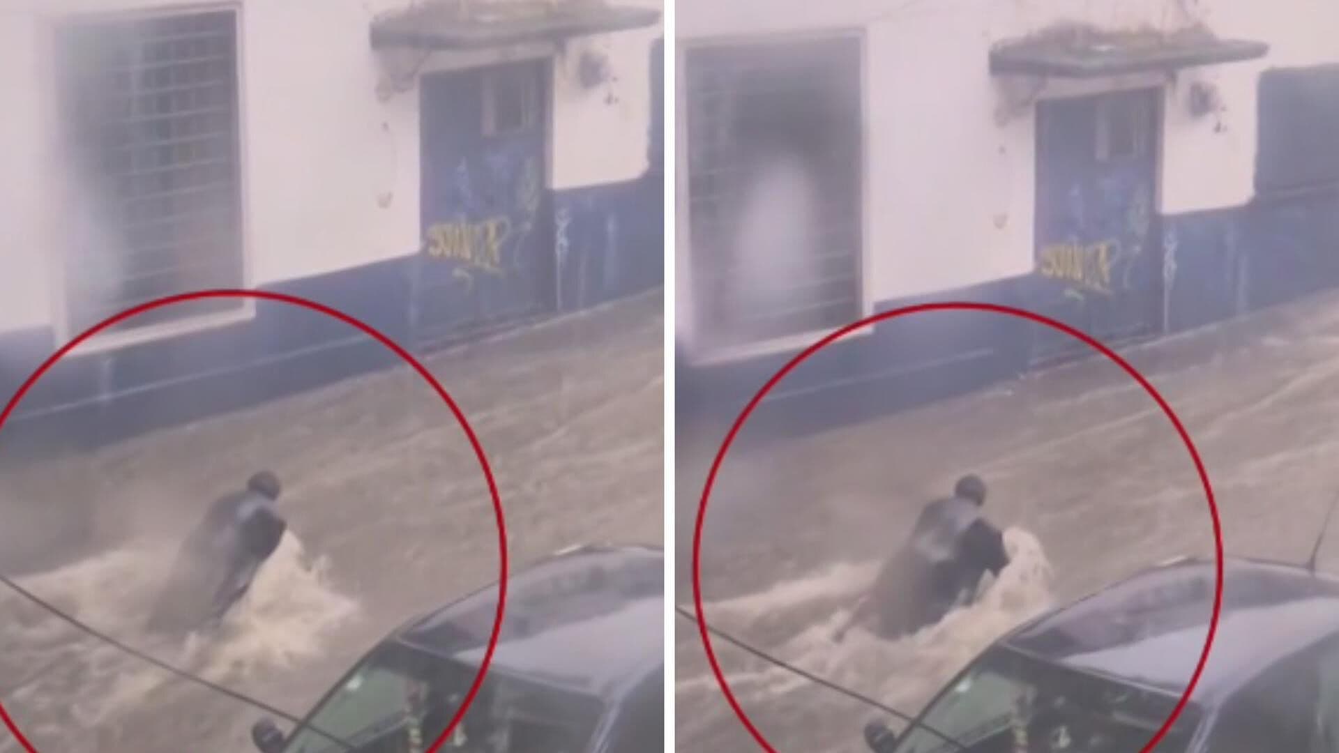 VIDEO: Hombre es Arrastrado por la Corriente en Calles de Cuajimalpa