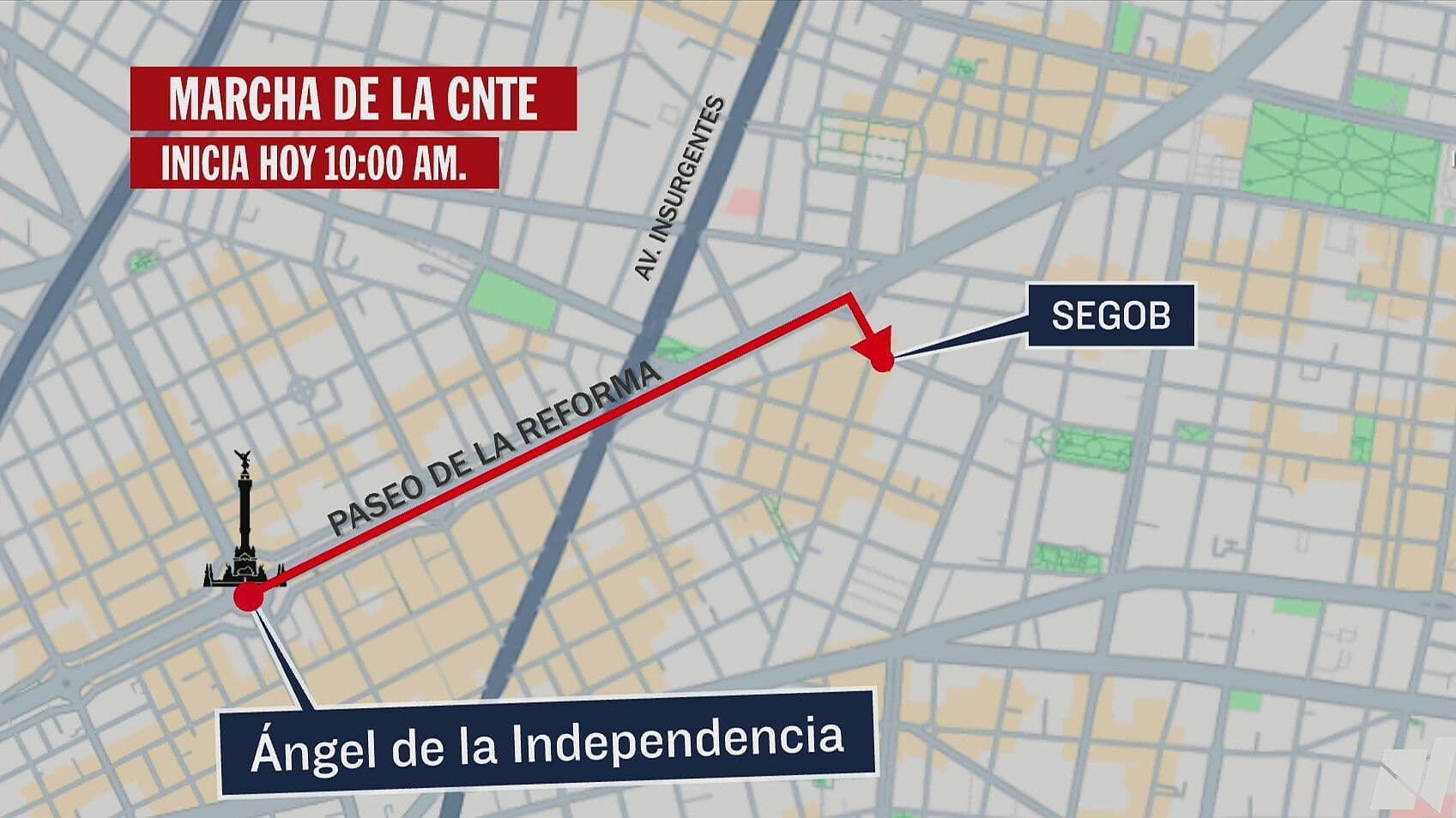 Marcha de la CNTE Hoy: Mapa con la Ruta de la Movilización en CDMX