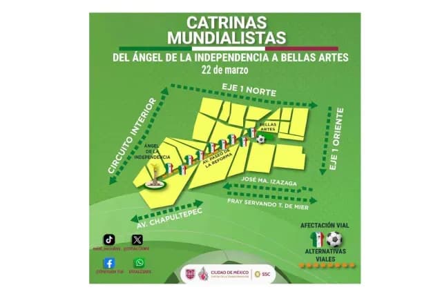 Recorrido Catrinas Mundialistas. Foto: SSC