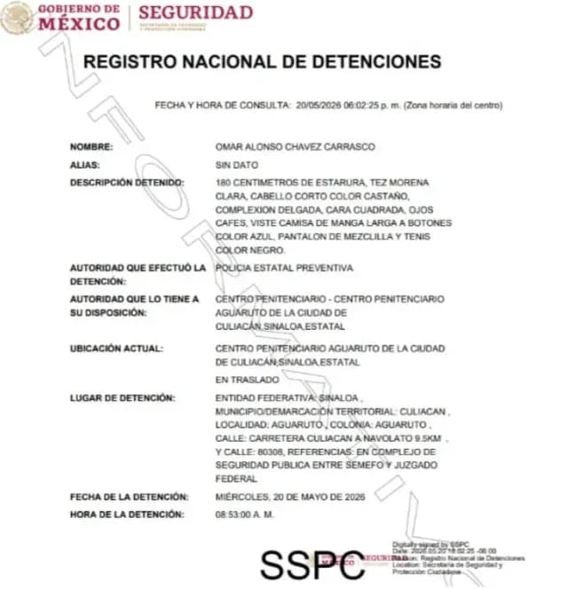 Detenido hijo Chávez