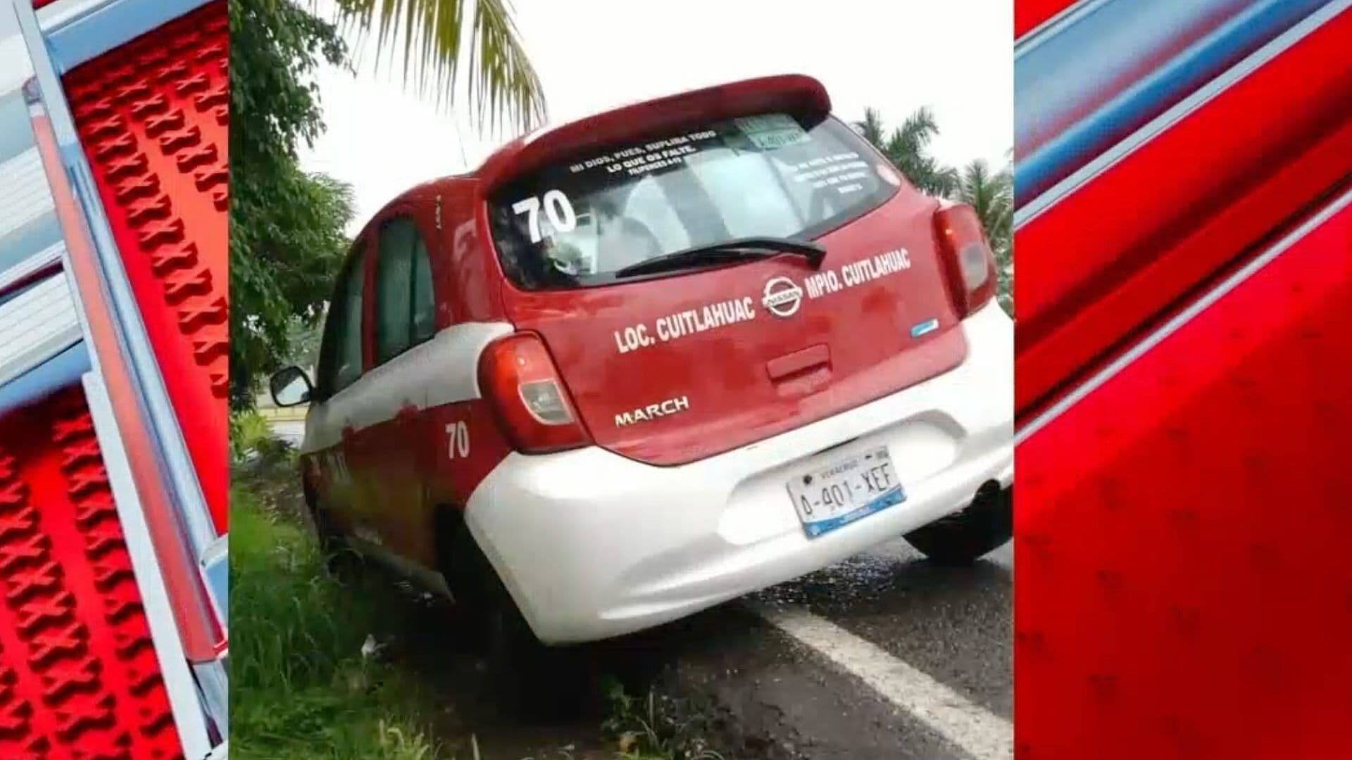 Taxi Derrapa y Termina Fuera de la Carretera en Yanga, Veracruz