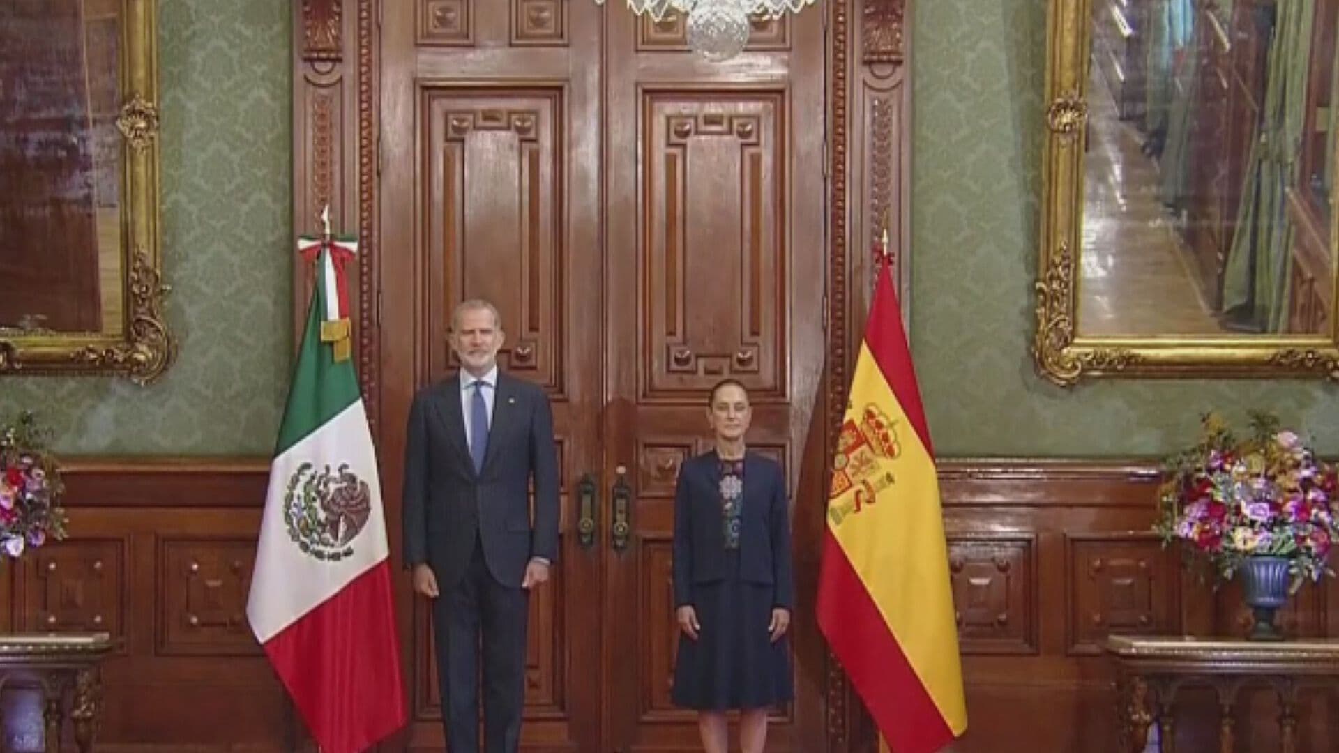VIDEO: Momento en que Sheinbaum Recibe al Rey de España, Felipe VI en Palacio Nacional