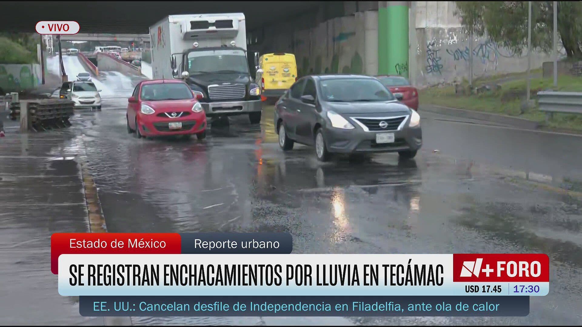 Lluvias Intensas Provocan Anegaciones en el Distribuidor María Guadalupe en Tecámac