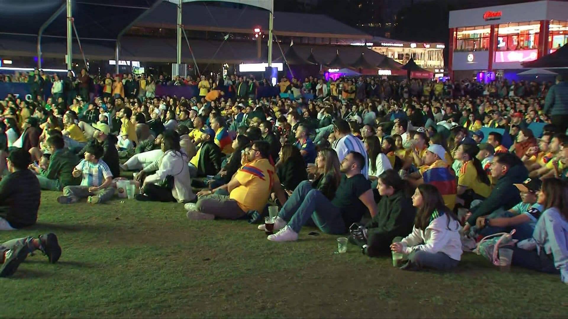Aficionados Se Reúnen en Campo Marte para Ver el Partido de Colombia contra Ghana