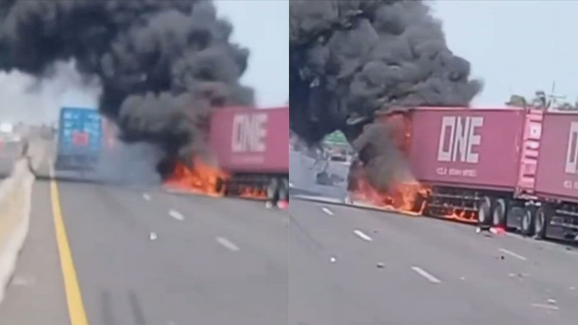 VIDEO: Tráiler se Incendia en Autopista Manzanillo-Colima y Provoca Pánico