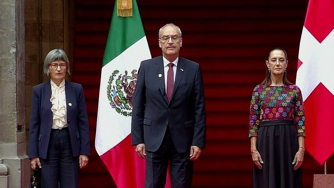 Sheinbaum Recibe al Presidente de Suiza, Guy Parmelin, en Palacio Nacional