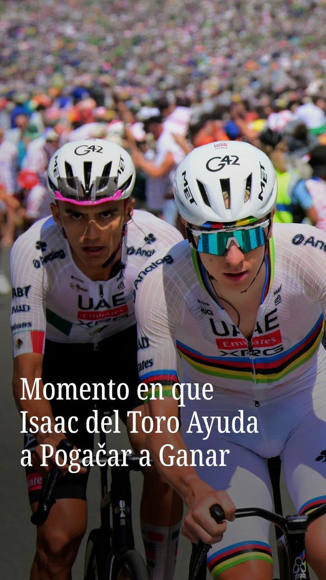 Momento en que Isaac del Toro Ayuda a Pogačar a Ganar