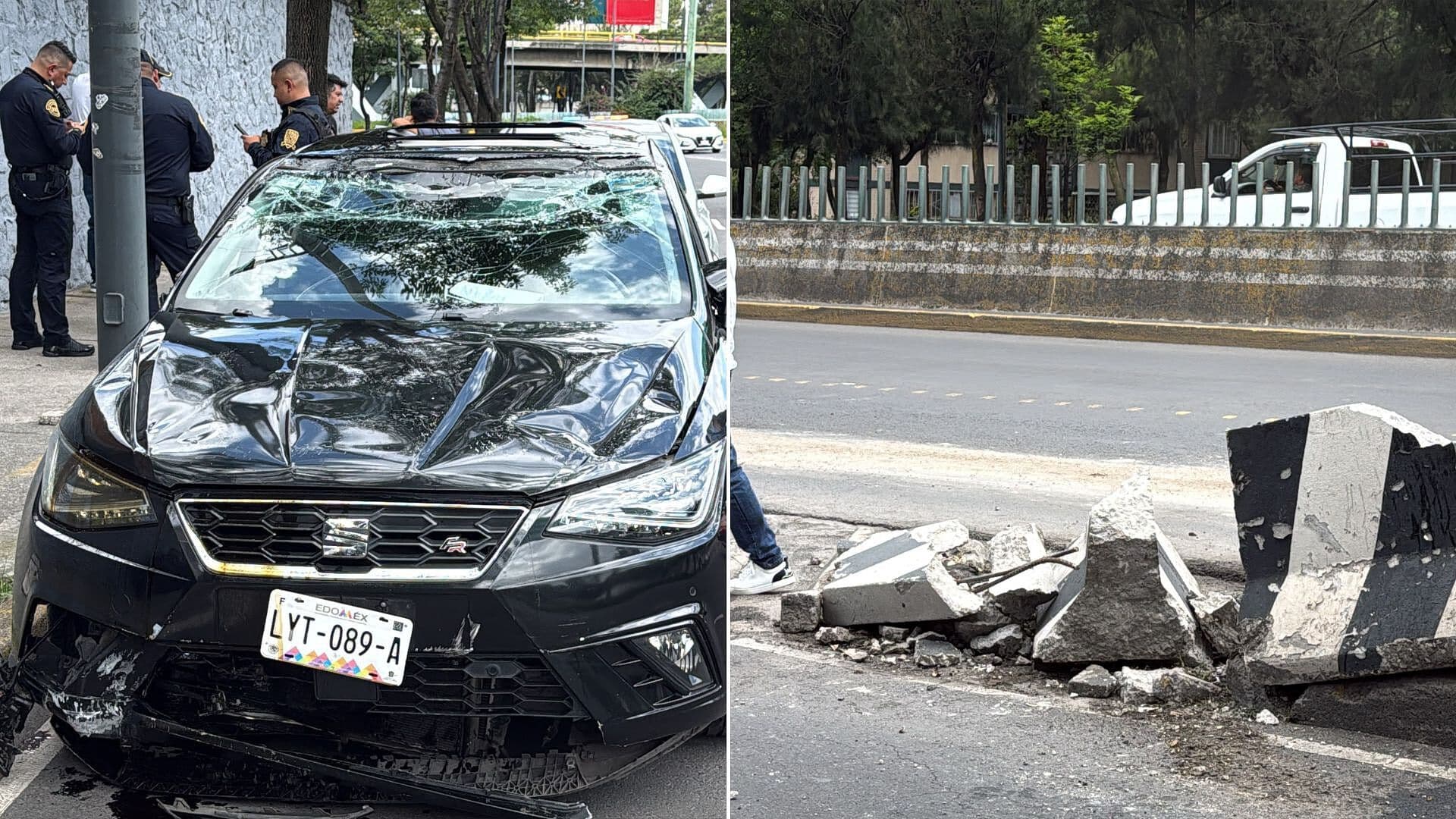 Vehículo Vuelca en Río San Joaquín, CDMX tras Chocar contra Muro de Concreto