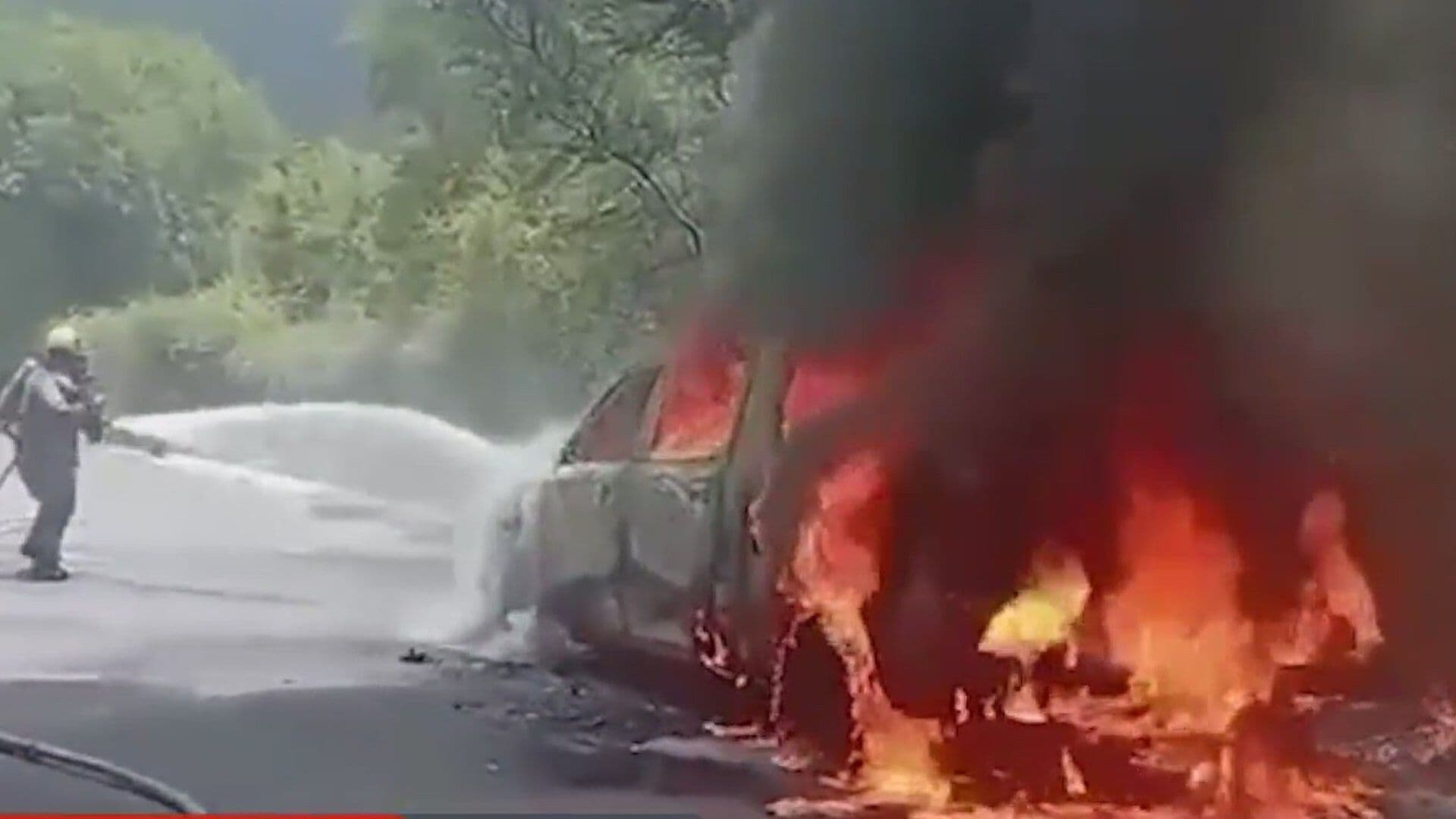 Incendio de Vehículo Moviliza a Unidades de Emergencia en Carretera Nacional