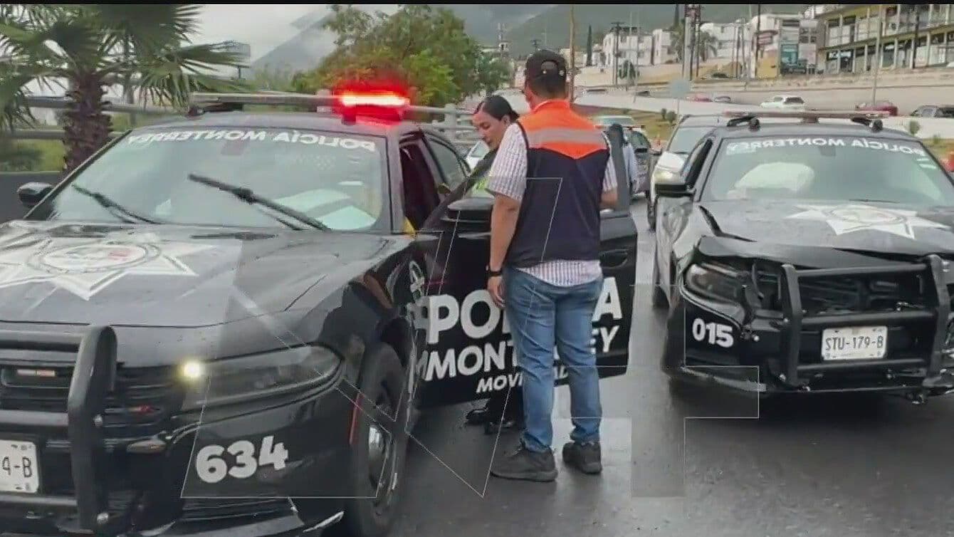 Persecución Termina en Choque y Deja Dos Policías Lesionados en Monterrey