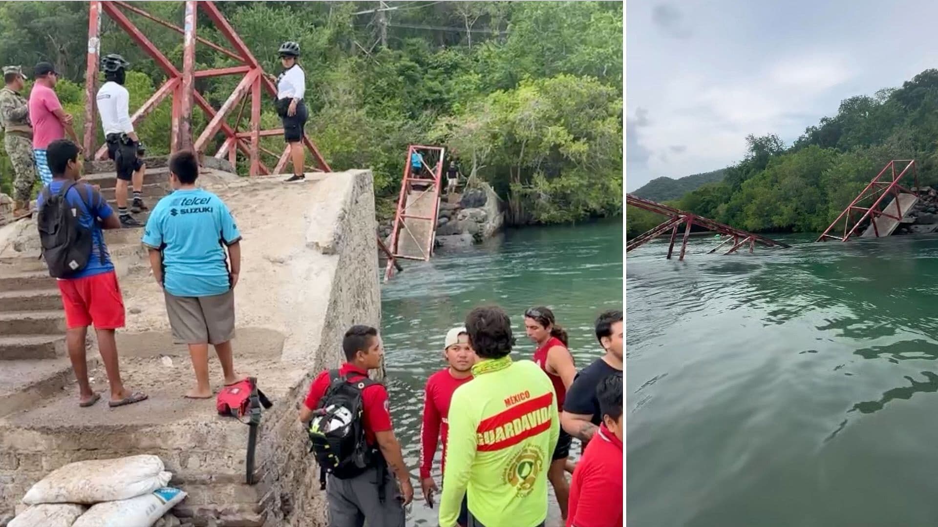 Colapsó Puente Peatonal en Playa La Boquita de Manzanillo; Reportan Lesionados