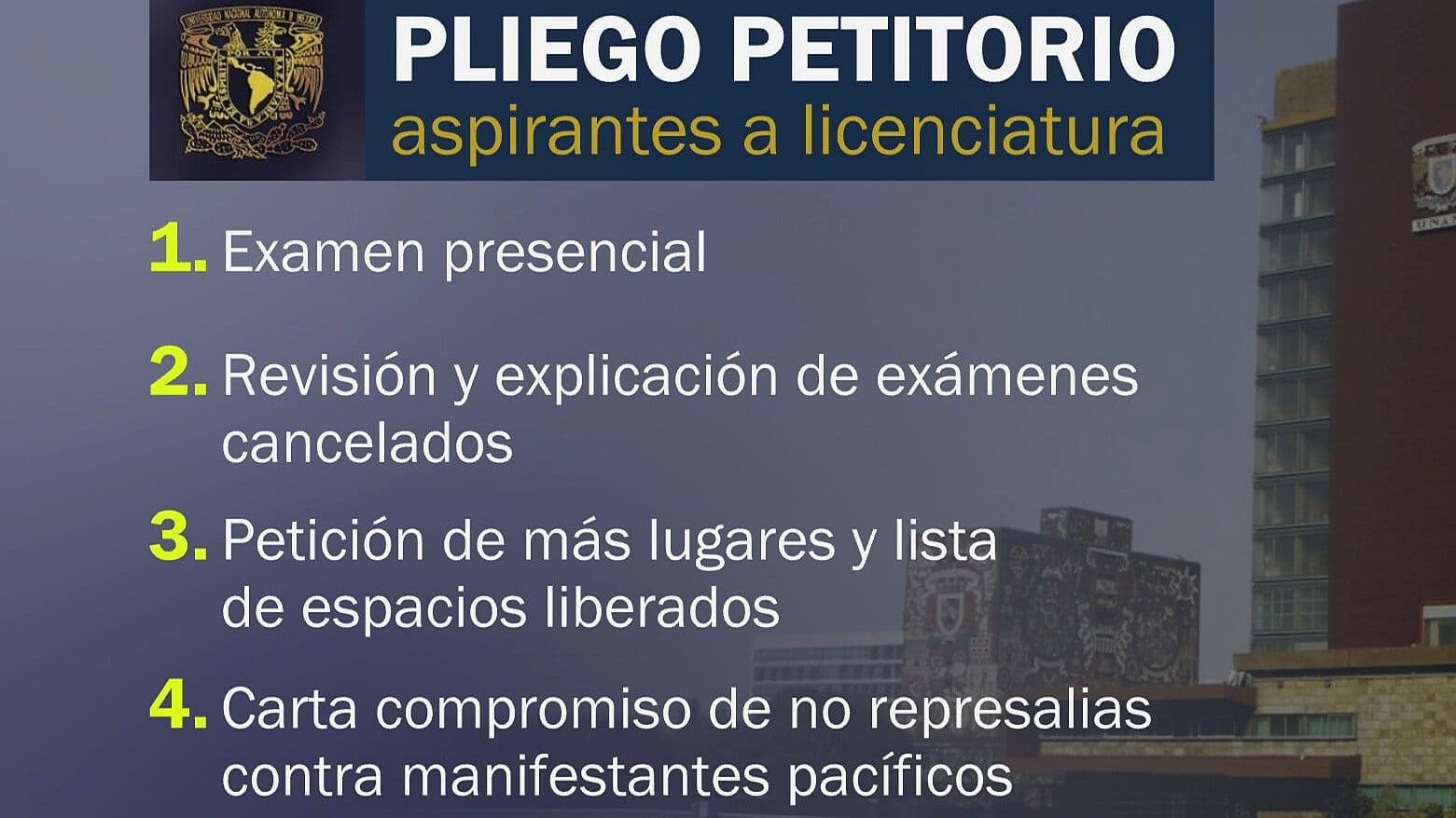 Aspirantes de la UNAM: ¿Cuáles son las Peticiones de los Inconformes?