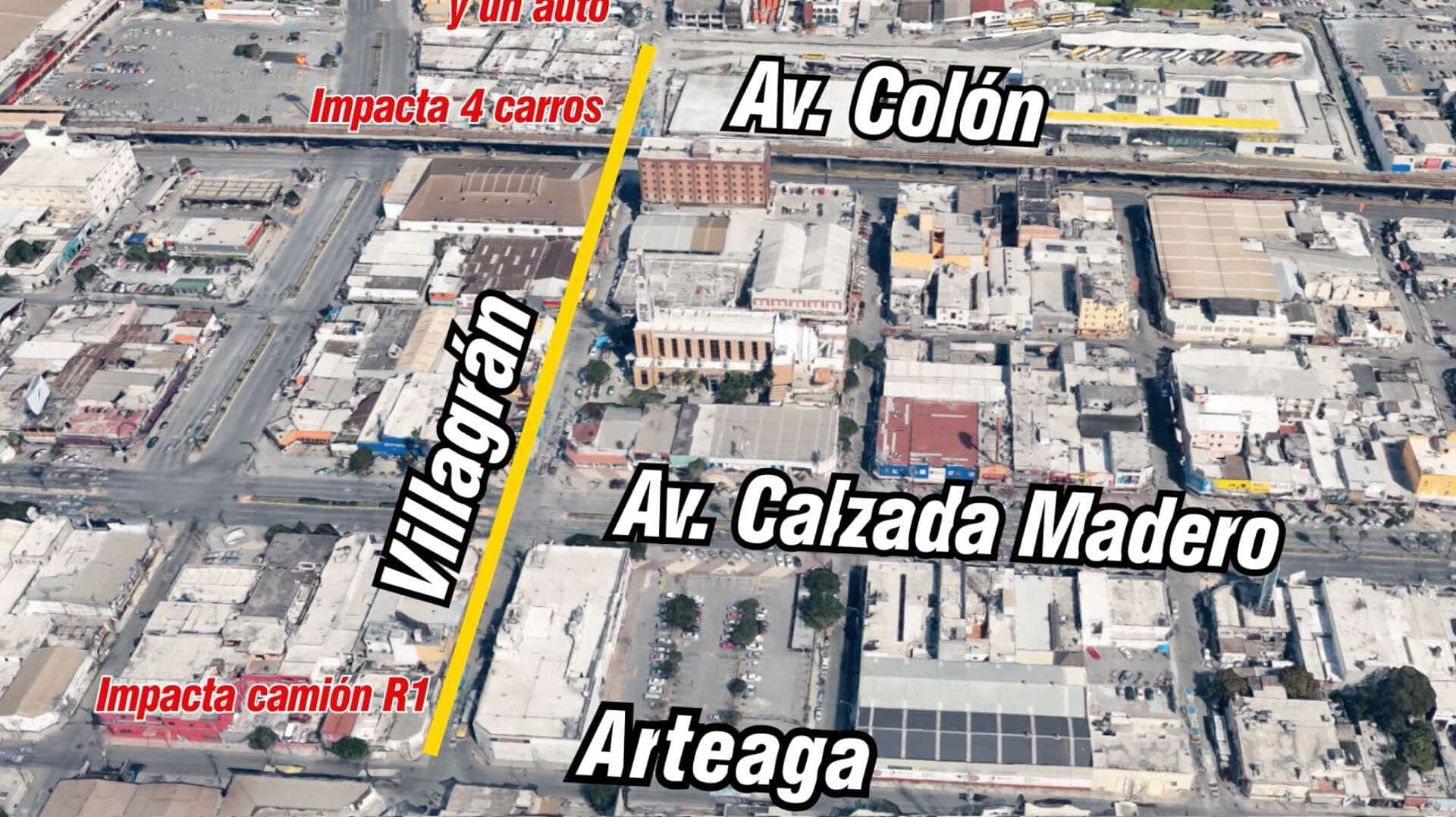 Recorrido del Autobús que Dejó 10 Heridos y 8 Vehículos Dañados tras Chocar en Monterrey