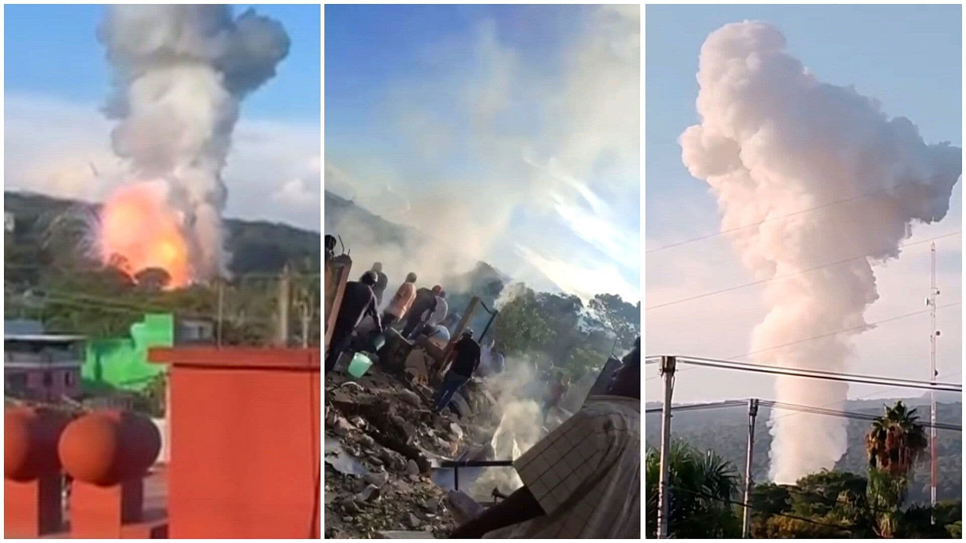VIDEO: Momento Exacto de la Explosión de Polvorín Hoy en Ocotepec; Así Quedó la Zona
