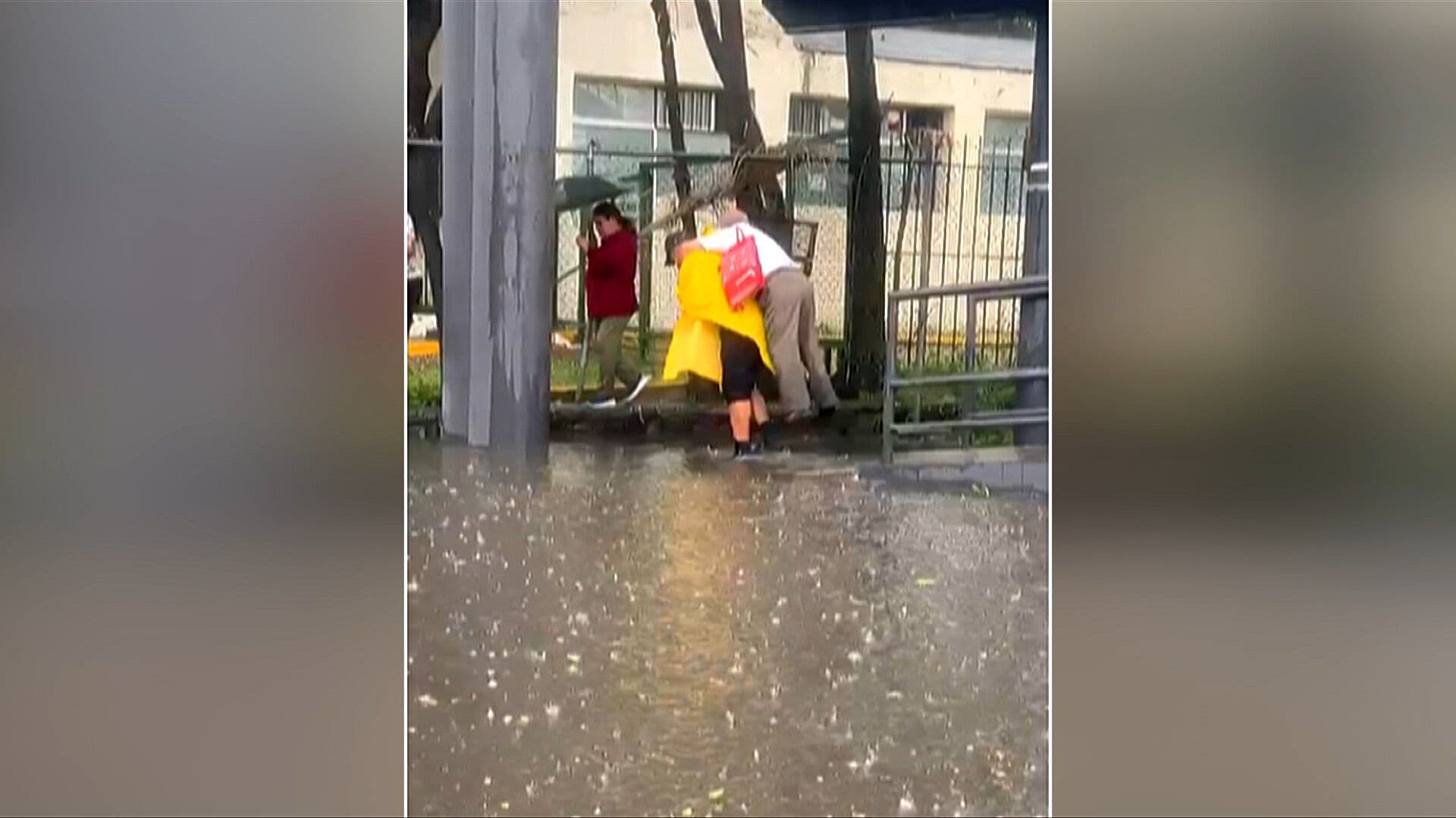 VIDEO | Policías Ayudan a Peatones Varados por Tormenta en Guadalajara, Jalisco