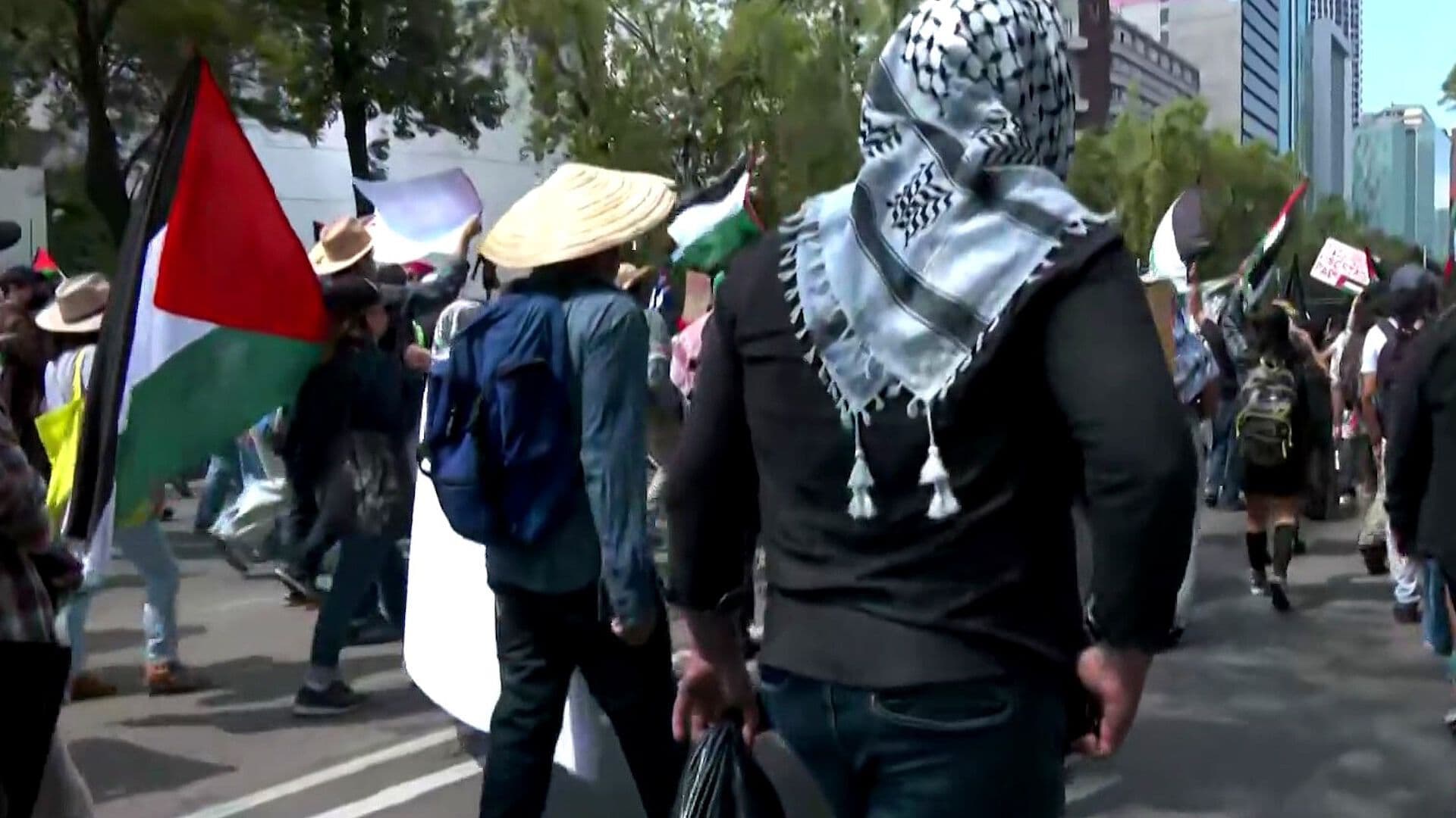 Manifestantes Pro Palestina Protestaron en Paseo de la Reforma, Ciudad de México