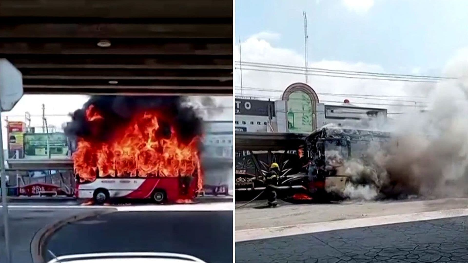 Incendio Consumió Camión de Pasajeros en Torreón, Coahuila; No Reportaron Lesionados