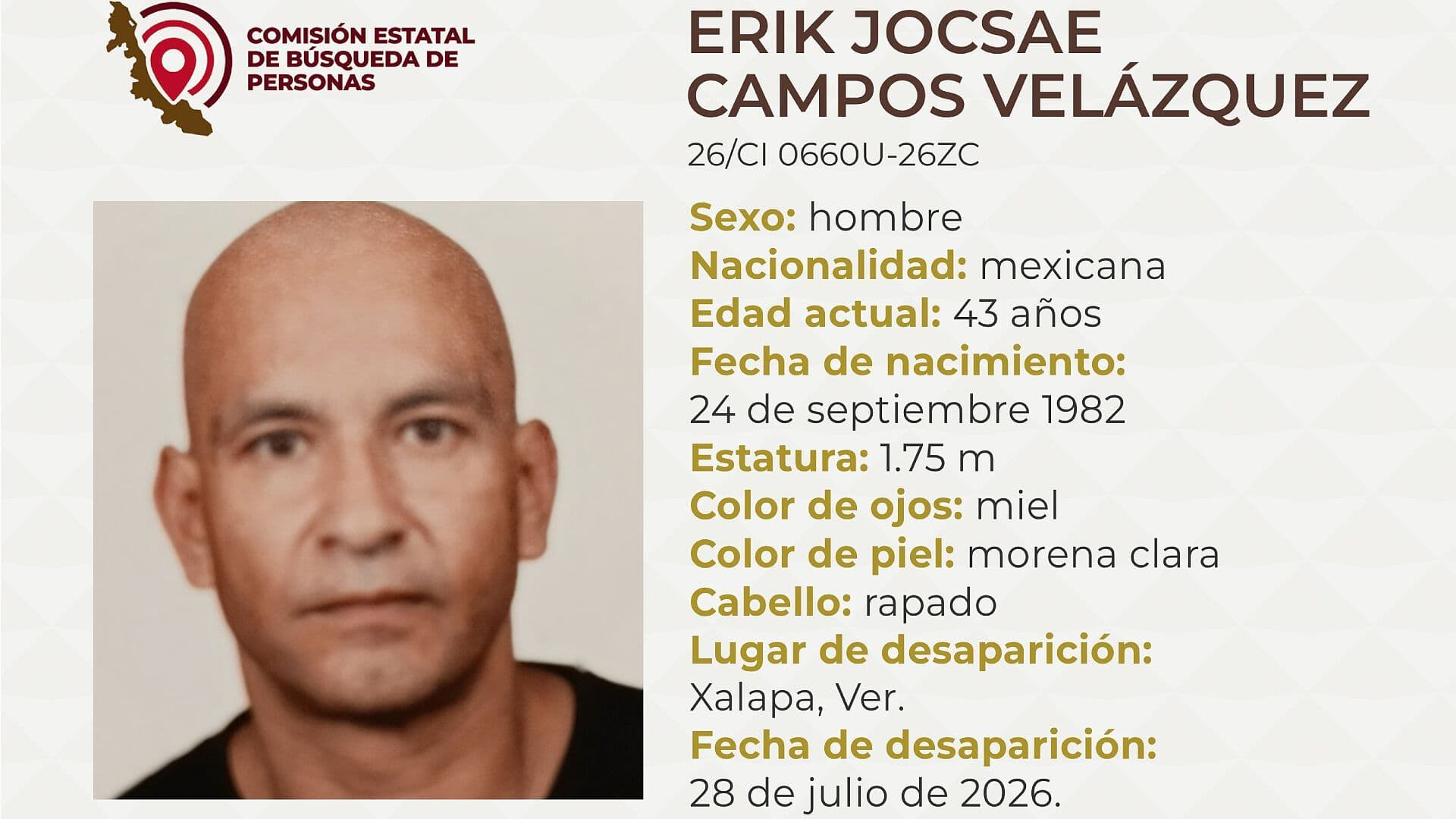 Piden Apoyo para Localizar a Erik Jocsae Campos Velázquez Desaparecido en Xalapa